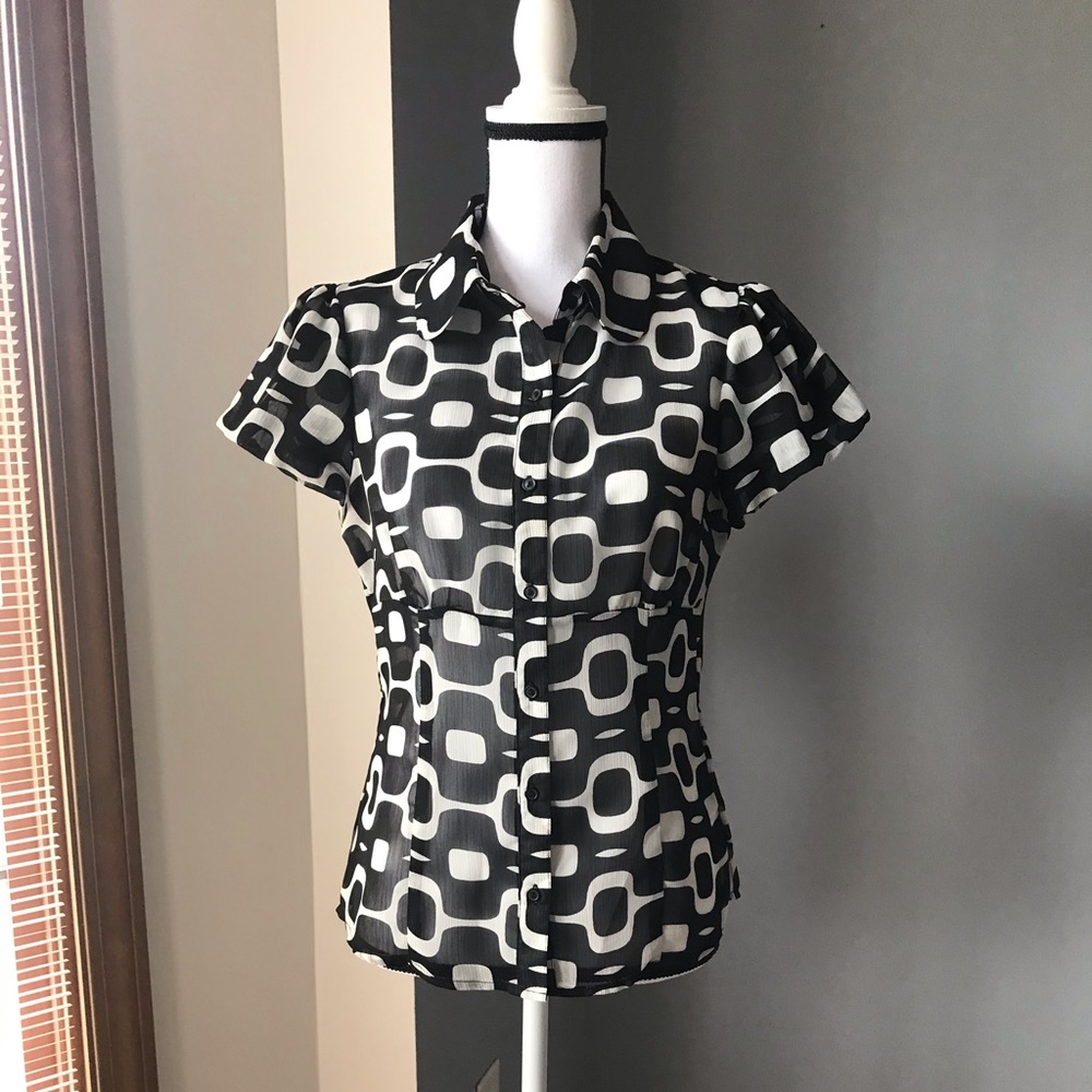 NWOT! Cute Black & White Sheer Top - Like New!